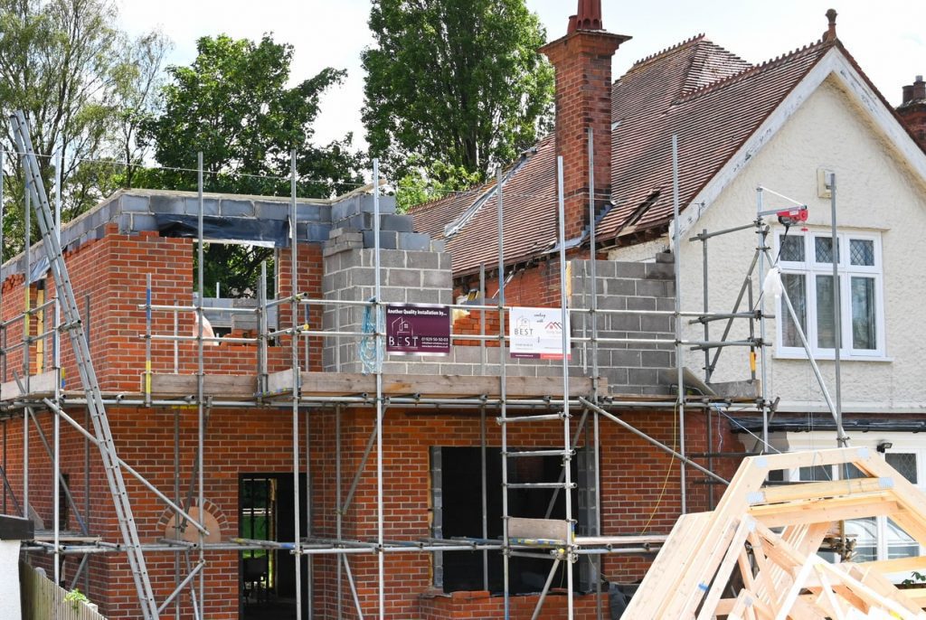 exterior of home extension in progress