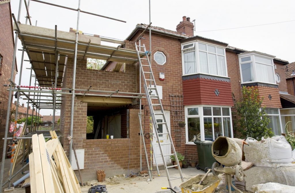 double storey extension under construction